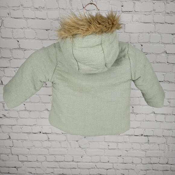 7 For All Mankind  Muted Green 100% Cotton Fur Trim Hooded Jacket Size 24M - Picture 2 of 16